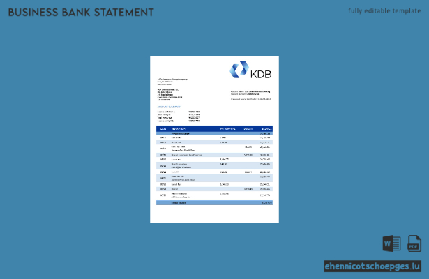 KDB Group Bankkontoauszug (Word- und PDF-Beispiel)